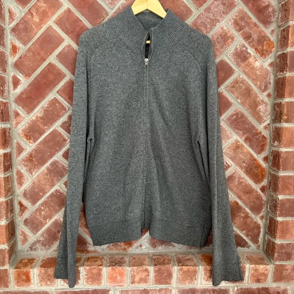 Banana Republic Wool Cashmere Full Zip Sweater Mens Size Large Gray Rabbit Hair‎